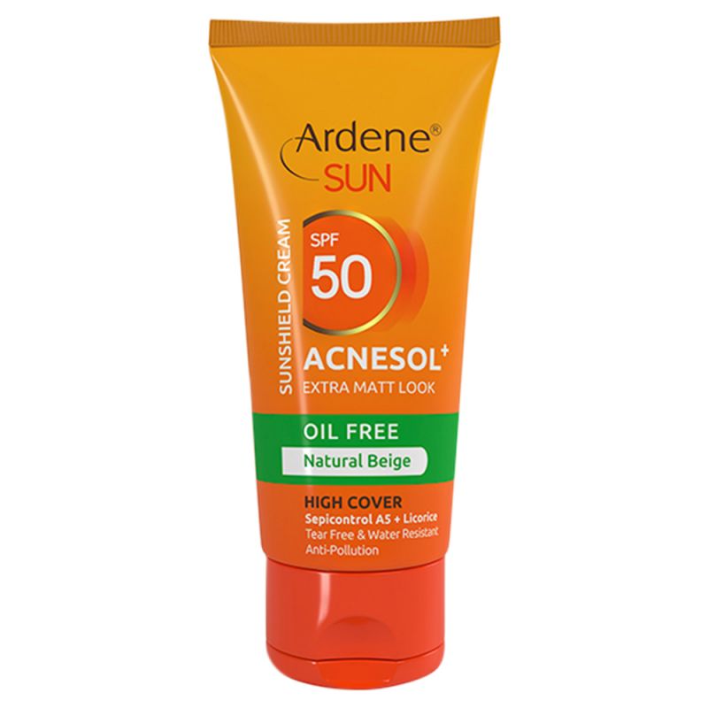 0 کرم ضدآفتاب رنگی آردن Acnesol pluse SPF50 فاقد چربی با پوشش بالا 